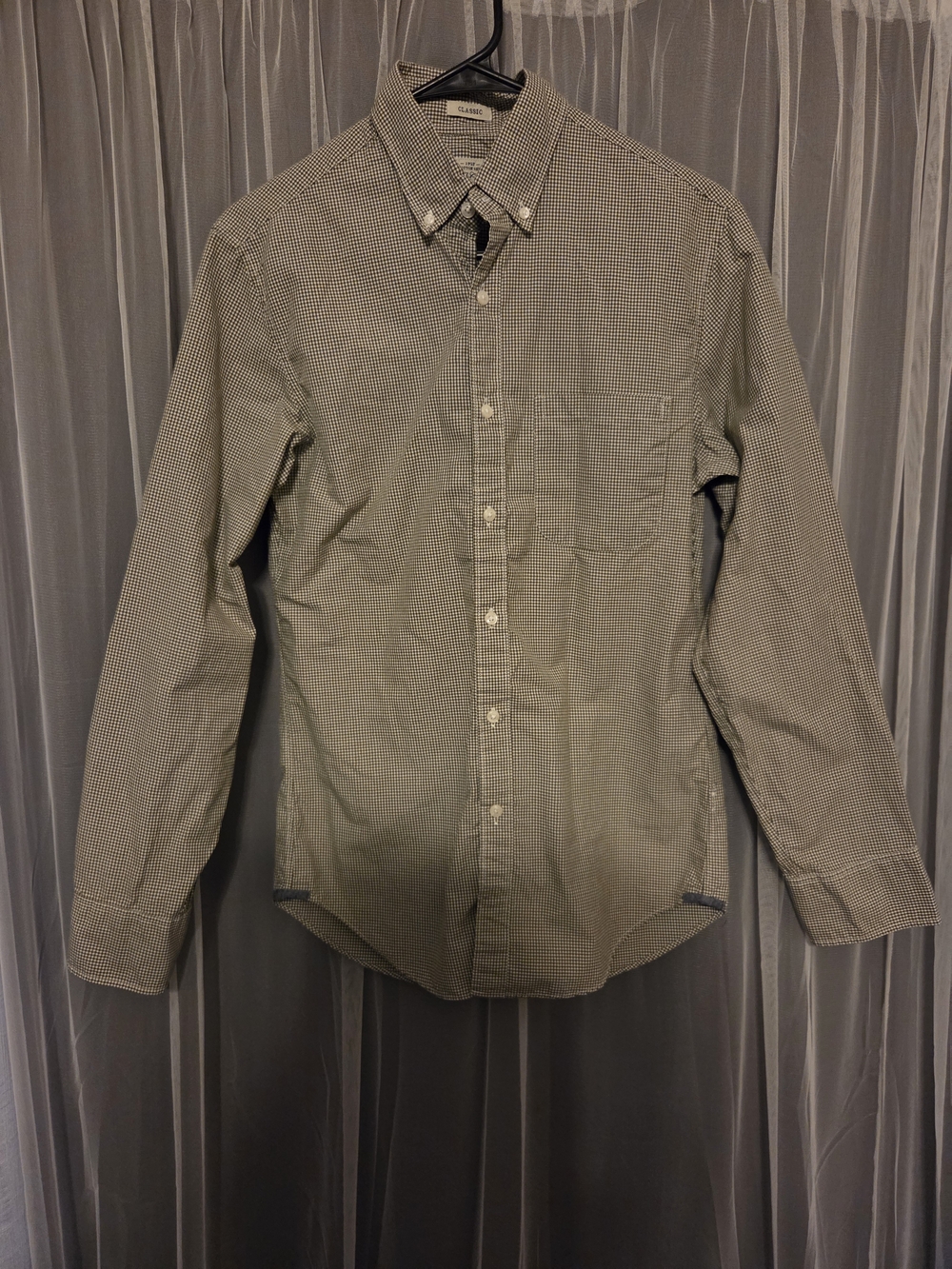 J. Crew Olive and White Micro-Check Button-Down Shirt